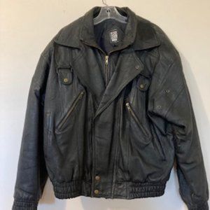 Greg Bell Men Black Leather Classic Motorcycle Jacket